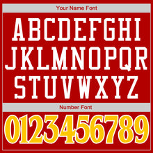 Load image into Gallery viewer, Custom Red Gold-White Authentic Throwback Basketball Jersey