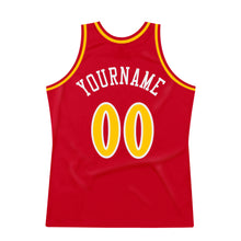 Load image into Gallery viewer, Custom Red Gold-White Authentic Throwback Basketball Jersey