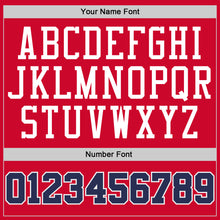 Load image into Gallery viewer, Custom Red Navy-White Authentic Throwback Basketball Jersey