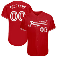 Load image into Gallery viewer, Custom Red White Authentic Baseball Jersey