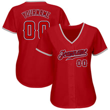 Load image into Gallery viewer, Custom Red Red-Navy Authentic Baseball Jersey