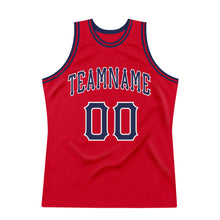 Load image into Gallery viewer, Custom Red Navy-White Authentic Throwback Basketball Jersey