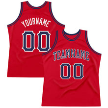 Load image into Gallery viewer, Custom Red Navy-White Authentic Throwback Basketball Jersey