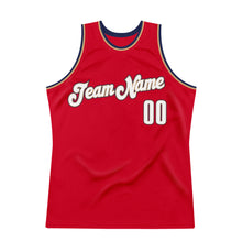 Загрузить изображение в средство просмотра галереи, Custom Red White-Navy Authentic Throwback Basketball Jersey