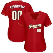 Load image into Gallery viewer, Custom Red White-Old Gold Authentic Baseball Jersey