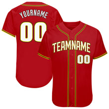 Load image into Gallery viewer, Custom Red White-Gold Authentic Baseball Jersey