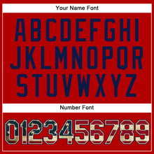 Load image into Gallery viewer, Custom Red Vintage USA Flag-Navy Authentic Baseball Jersey