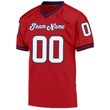 Загрузить изображение в средство просмотра галереи, Custom Red White-Navy Mesh Authentic Throwback Football Jersey