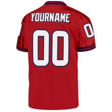 Загрузить изображение в средство просмотра галереи, Custom Red White-Navy Mesh Authentic Throwback Football Jersey