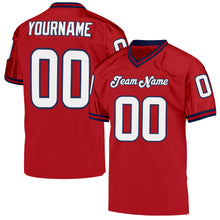 Загрузить изображение в средство просмотра галереи, Custom Red White-Navy Mesh Authentic Throwback Football Jersey