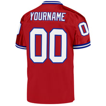 Загрузить изображение в средство просмотра галереи, Custom Red White-Royal Mesh Authentic Throwback Football Jersey
