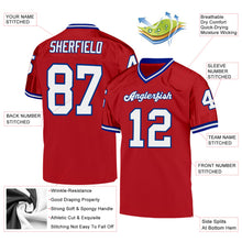 Загрузить изображение в средство просмотра галереи, Custom Red White-Royal Mesh Authentic Throwback Football Jersey
