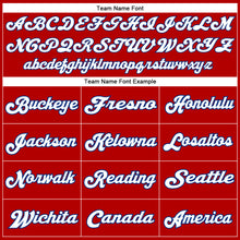 Загрузить изображение в средство просмотра галереи, Custom Red White-Royal Mesh Authentic Throwback Football Jersey