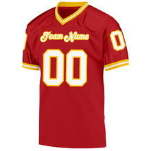 Загрузить изображение в средство просмотра галереи, Custom Red White-Gold Mesh Authentic Throwback Football Jersey