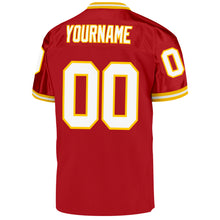 Загрузить изображение в средство просмотра галереи, Custom Red White-Gold Mesh Authentic Throwback Football Jersey