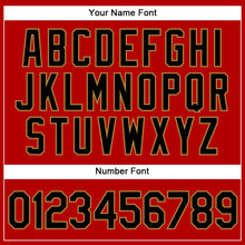 Load image into Gallery viewer, Custom Red Black Pinstripe Black-Old Gold Authentic Baseball Jersey