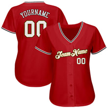 Load image into Gallery viewer, Custom Red White-Old Gold Authentic Baseball Jersey
