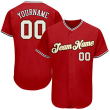 Load image into Gallery viewer, Custom Red White-Old Gold Authentic Baseball Jersey