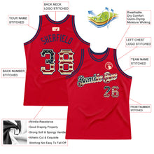 Load image into Gallery viewer, Custom Red Vintage USA Flag-Black Authentic Throwback Basketball Jersey