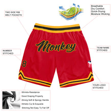 Load image into Gallery viewer, Custom Red Black-Gold Authentic Throwback Basketball Shorts
