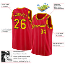 Charger l'image dans la galerie, Custom Red Gold Pinstripe Gold-Black Authentic Basketball Jersey