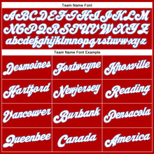 Load image into Gallery viewer, Custom Red White Pinstripe White-Light Blue Authentic Basketball Jersey