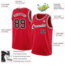 Charger l'image dans la galerie, Custom Red White Pinstripe Black-White Authentic Basketball Jersey
