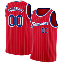 Charger l'image dans la galerie, Custom Red White Pinstripe Royal-White Authentic Basketball Jersey
