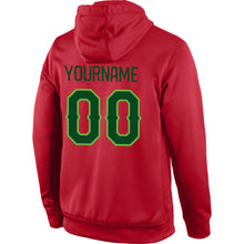 Load image into Gallery viewer, Custom Stitched Red Green-Neon Green Sports Pullover Sweatshirt Hoodie