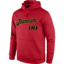 Load image into Gallery viewer, Custom Stitched Red Black-Old Gold Sports Pullover Sweatshirt Hoodie