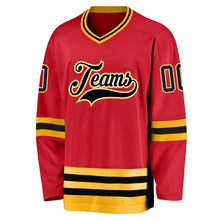 Load image into Gallery viewer, Custom Red Black-Gold Hockey Jersey