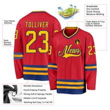 Charger l'image dans la galerie, Custom Red Gold-Royal Hockey Jersey