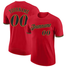 Load image into Gallery viewer, Custom Red Black-Old Gold Performance T-Shirt