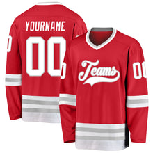 Charger l'image dans la galerie, Custom Red White-Gray Hockey Jersey