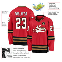 Load image into Gallery viewer, Custom Red White-Old Gold Hockey Jersey
