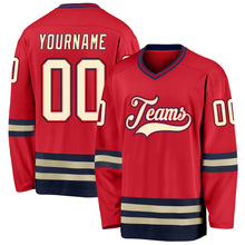 Charger l'image dans la galerie, Custom Red Cream-Navy Hockey Jersey