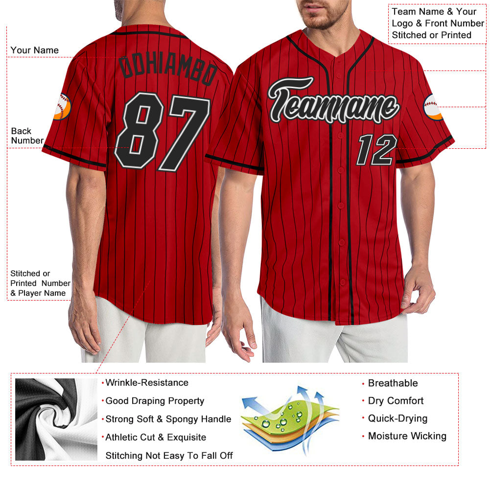 Cheap Custom Gray Black Pinstripe Red-White Authentic Baseball Jersey Free  Shipping – CustomJerseysPro