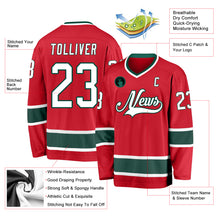 Load image into Gallery viewer, Custom Red White-Green Hockey Jersey