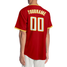 Load image into Gallery viewer, Custom Red White-Gold Authentic Baseball Jersey