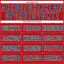 Load image into Gallery viewer, Custom Red Navy-Old Gold Authentic Baseball Jersey