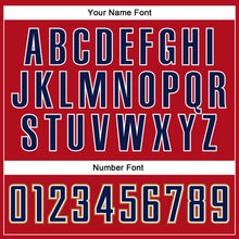 Load image into Gallery viewer, Custom Red Navy-Old Gold Authentic Baseball Jersey