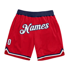 Charger l'image dans la galerie, Custom Red White-Navy Authentic Throwback Basketball Shorts