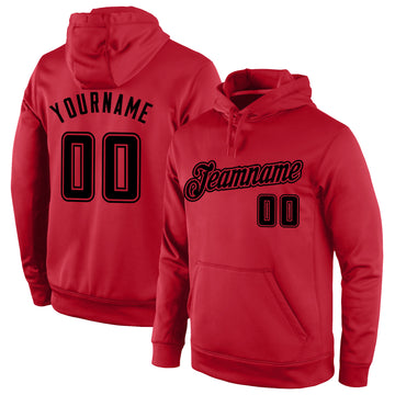 Custom Stitched Red Black-Red Sports Pullover Sweatshirt Hoodie