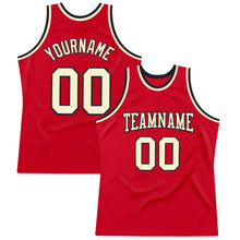 Load image into Gallery viewer, Custom Red Cream-Black Authentic Throwback Basketball Jersey