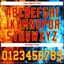 Load image into Gallery viewer, Custom Red Gold 3D Pattern Design Flame Authentic Baseball Jersey