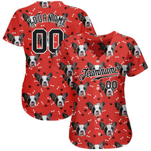 Load image into Gallery viewer, Custom Red Black-White 3D Pattern Design Dogs Authentic Baseball Jersey