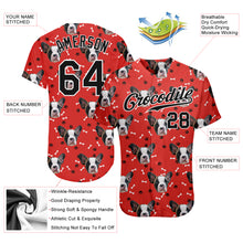 Load image into Gallery viewer, Custom Red Black-White 3D Pattern Design Dogs Authentic Baseball Jersey