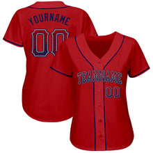 Load image into Gallery viewer, Custom Red Navy-Gray Authentic Drift Fashion Baseball Jersey