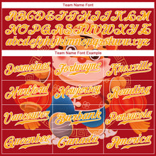 Load image into Gallery viewer, Custom Red Gold-White 3D Pattern Design Cute Tiger Authentic Baseball Jersey