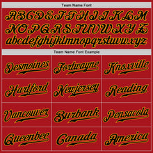 Load image into Gallery viewer, Custom Red Black-Gold Authentic Baseball Jersey